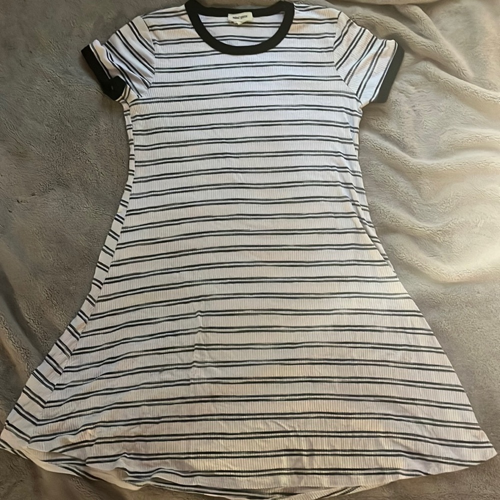 Black and white striped dress
